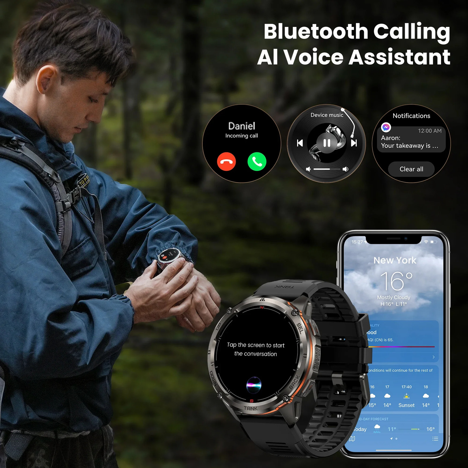 KOSPET TANK T3 Ultra 2 Smart Watch Men GPS Steel 5ATM IP69K Bluetooth Call