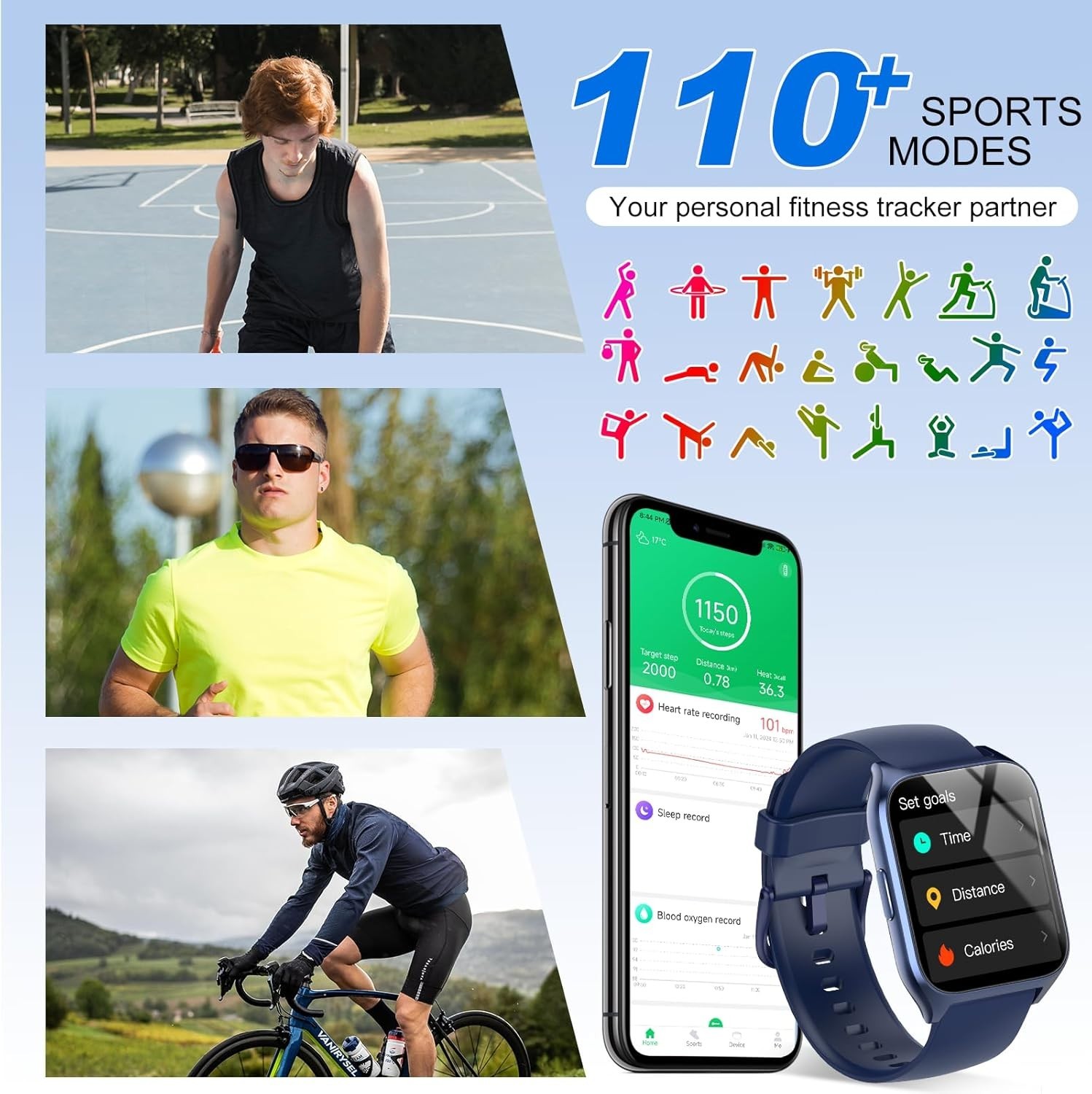 Women’s Men’s Smart Watch Waterproof for Samsung Android and Bluetooth.NEW