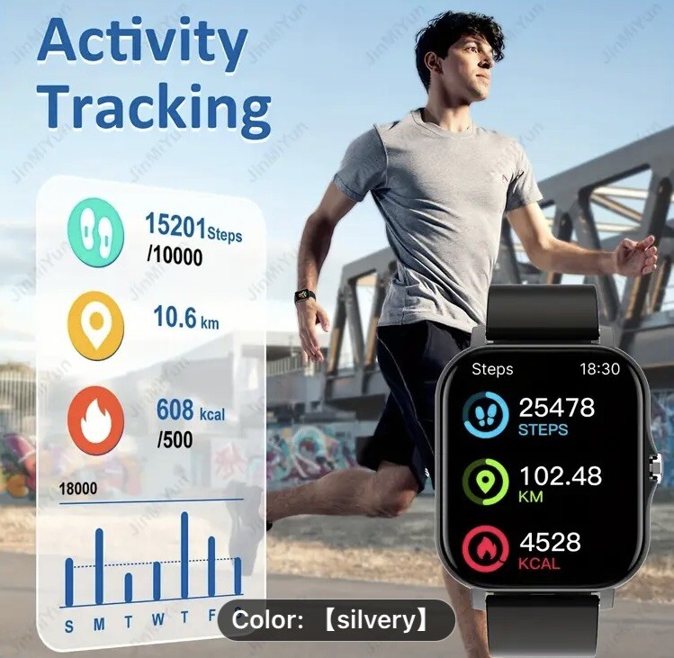 Smart Watch Gray 1.83-Inch Full-Screen Touch Sports Men Women Wireless Calling