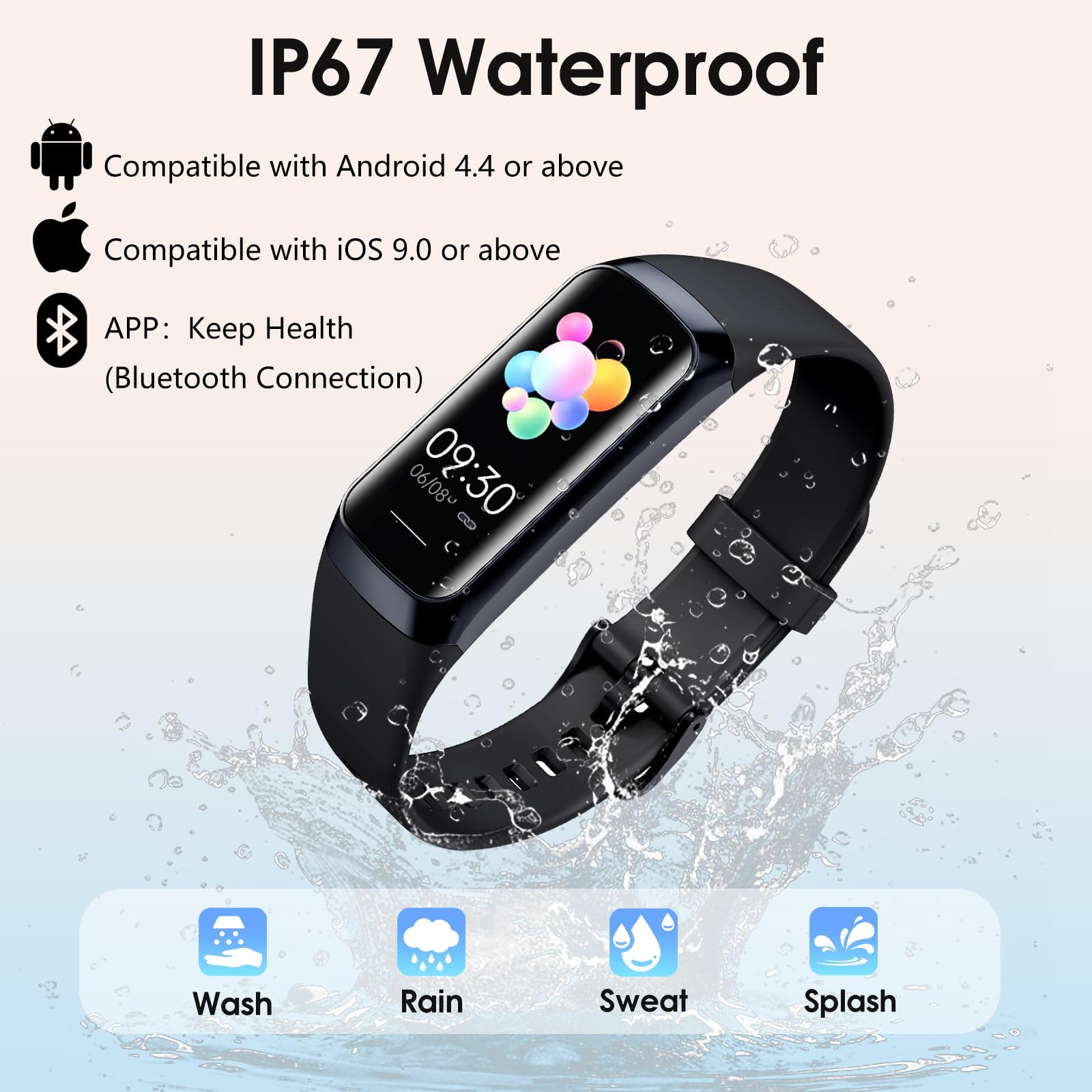 1.1 Inch AMOLED Waterproof Smart Fitness Tracker Pedometer Step Watch