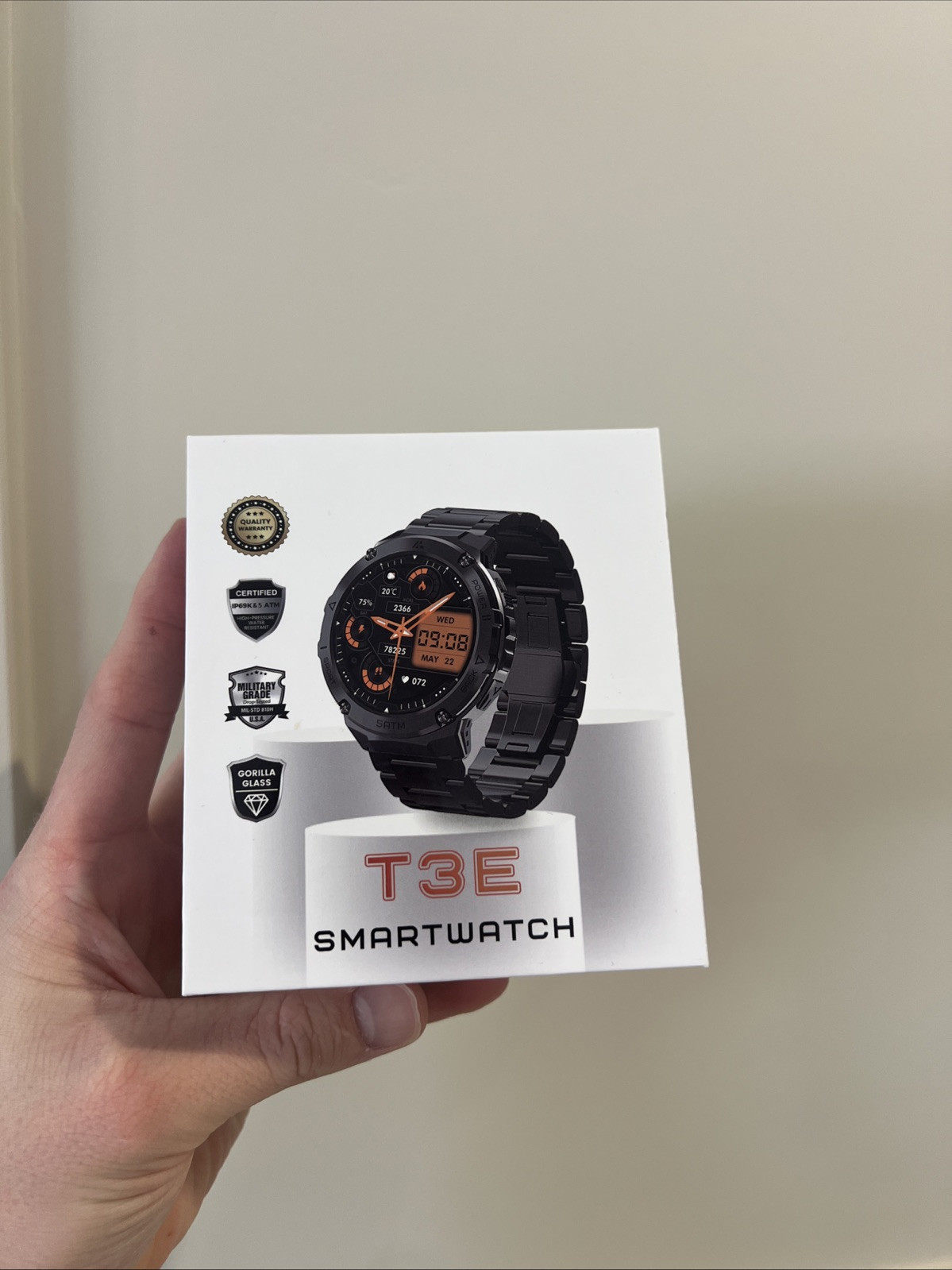 T3E Rugged/Military Smart Watch 40mm, GPS New, BT Calling, 50m H20 Res.