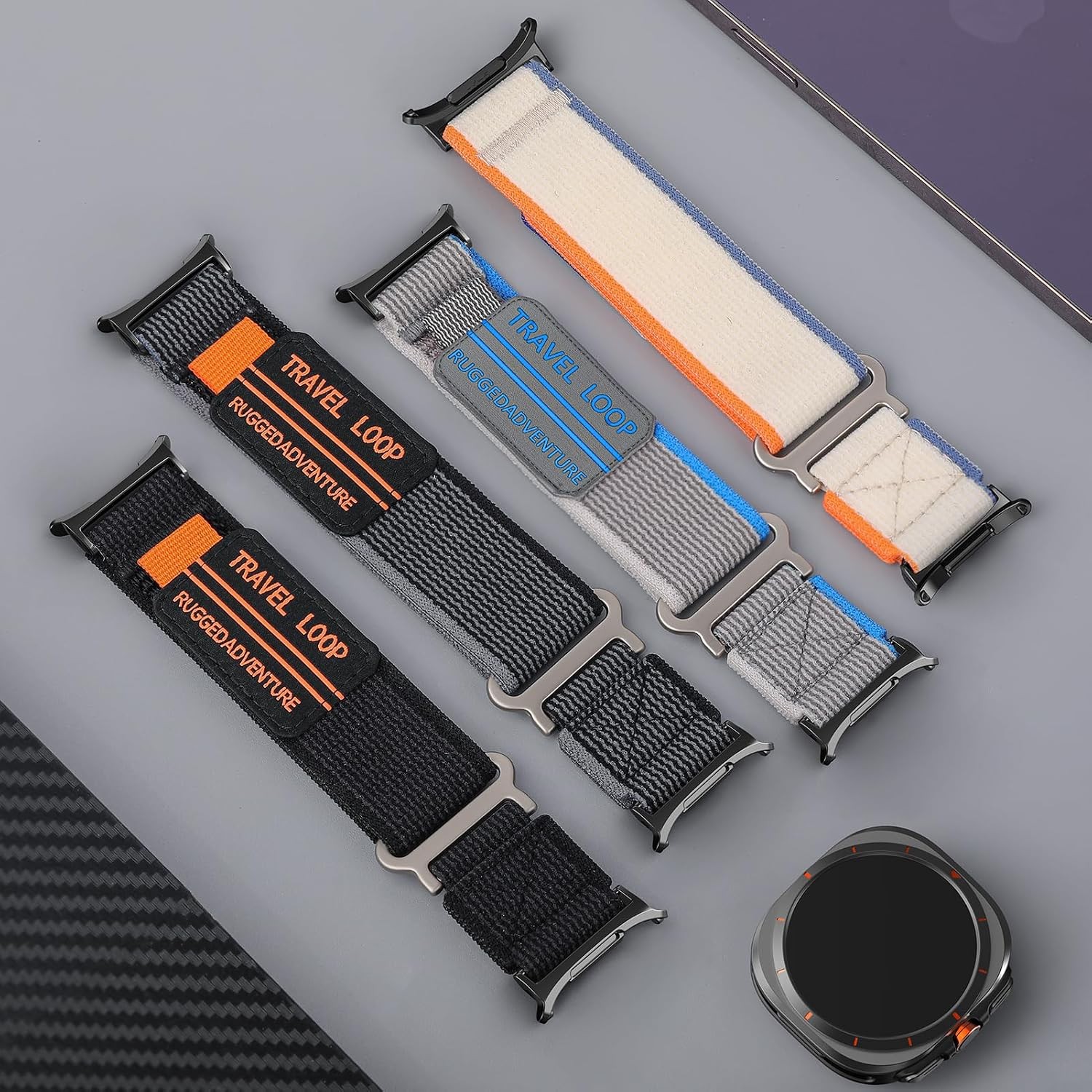 Rugged Fabric Nylon Band for Samsung Galaxy Watch Ultra 47mm, Sport Strap