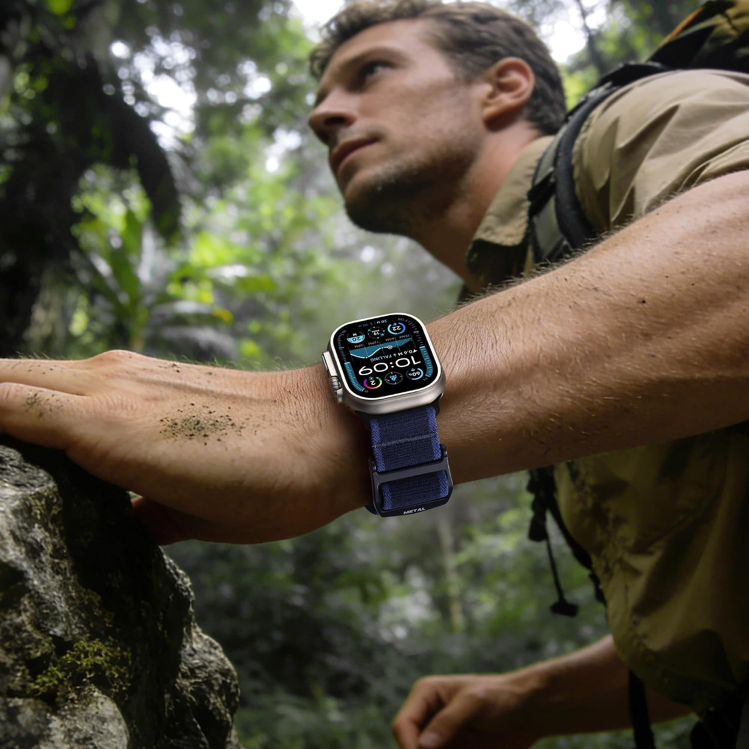 Rugged Nylon Strap Compatible with Apple Watch Series 7 44mm Soft Woven Loop