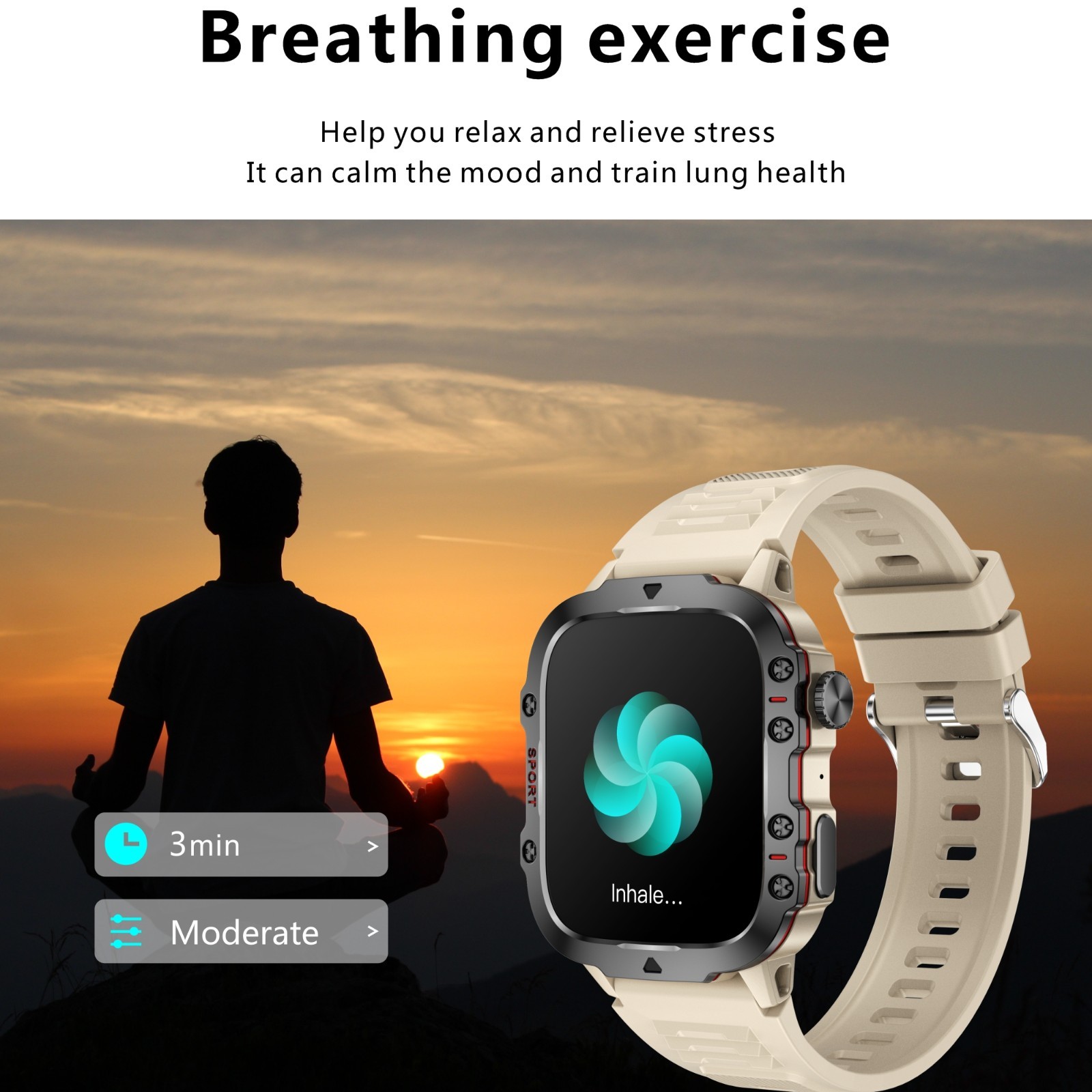 Military Smart Watch Men,420MAH Battery,3ATM Waterproof, 1.96″ HD Tactical Watch