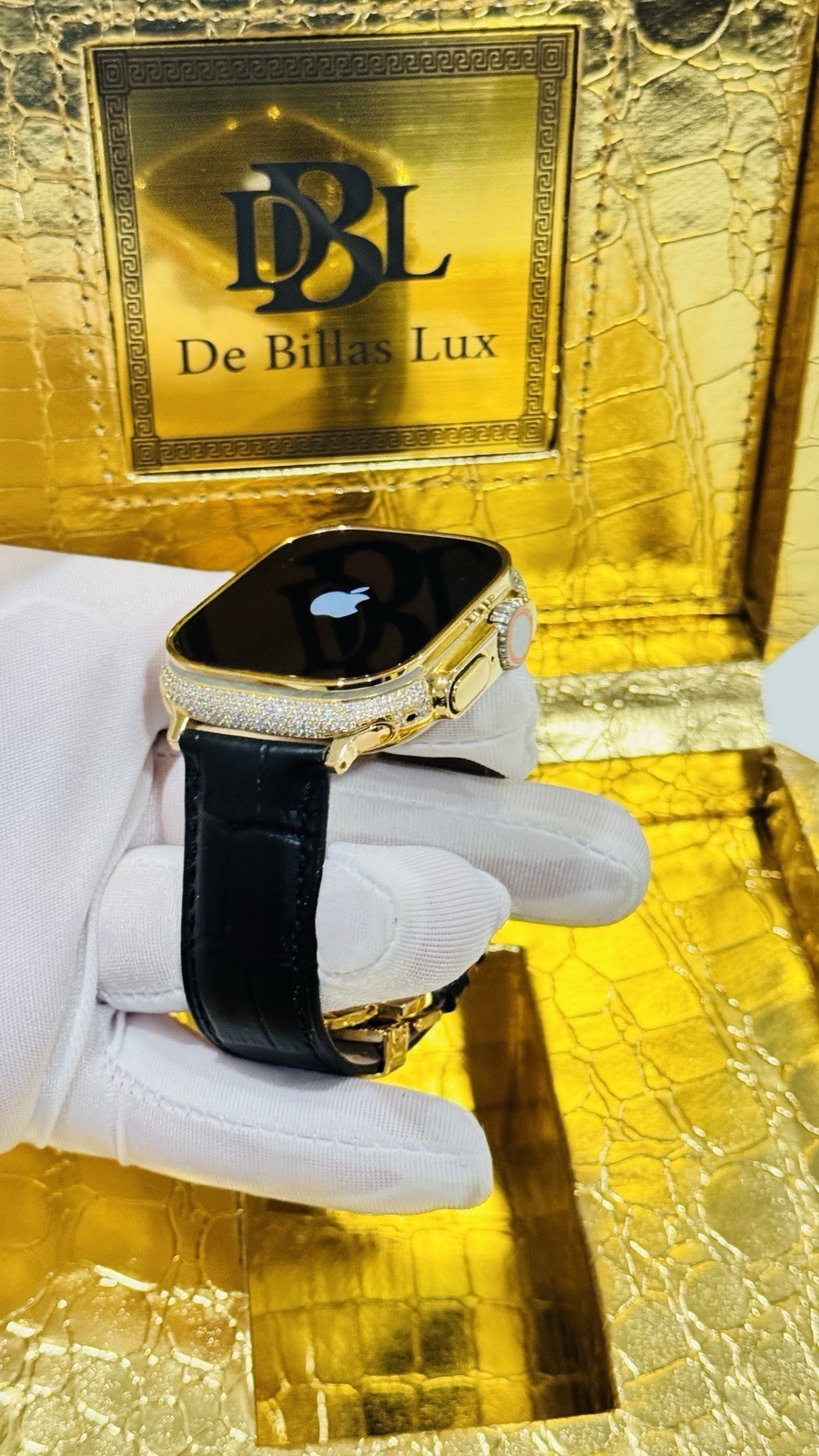 ✅ Custom 24k Gold Apple Watch Ultra 2 Zircon Diamonds + Luxury Box | Authentic ✅