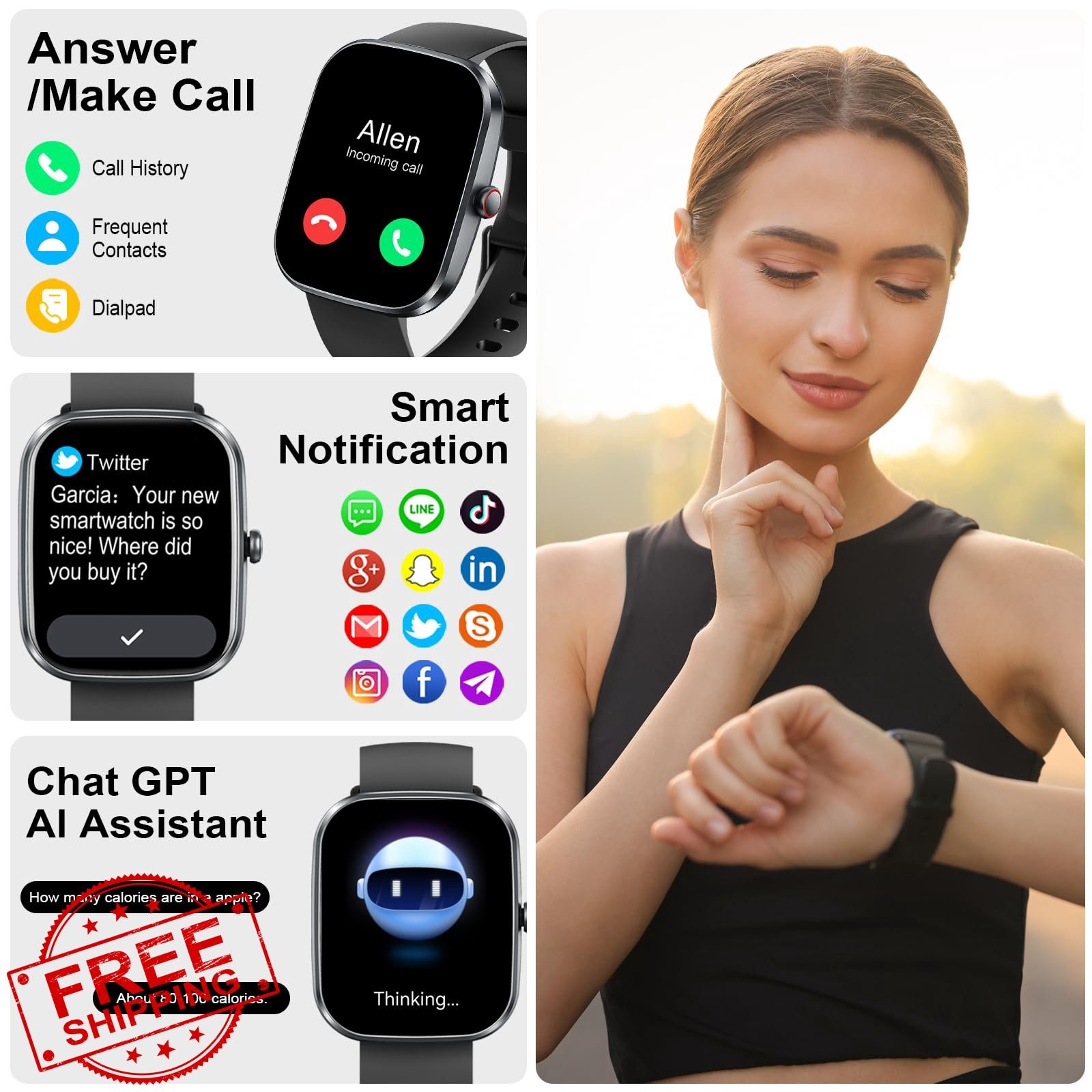 uaue AI Smart Watch Deep Black