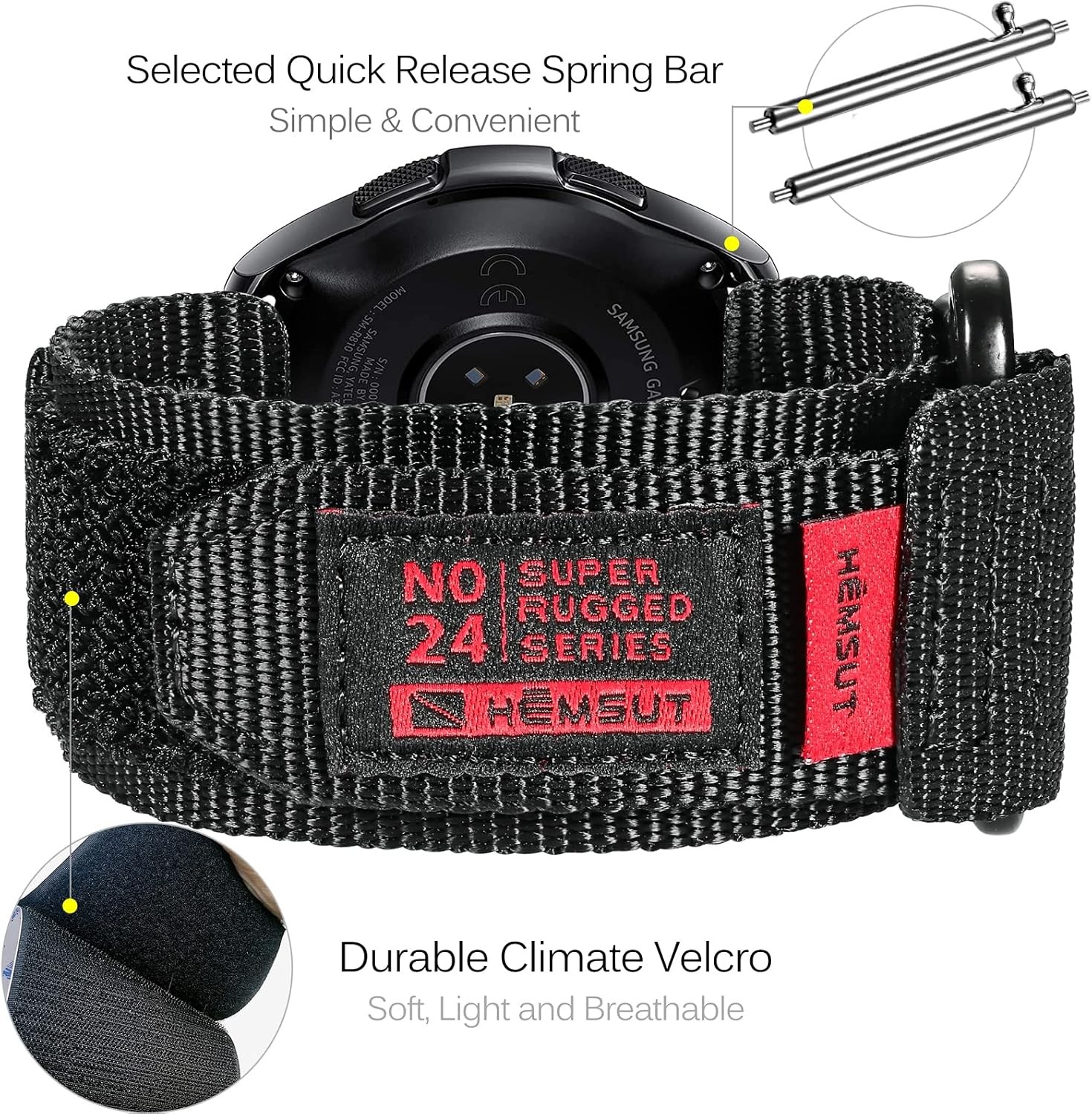 Quick Release Nylon Strap for Samsung Galaxy Watch 7/6/5/4/3, Amazfit GTS 4/3/2