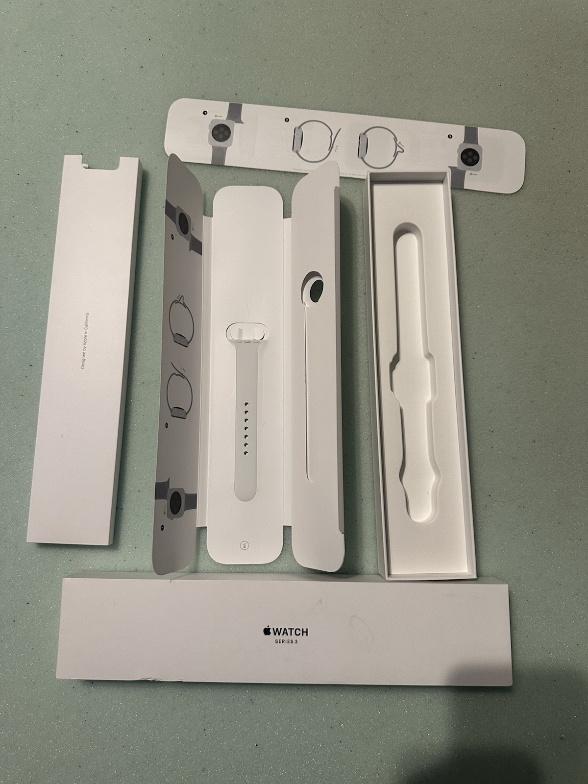 Apple Watch Series 3 Box & White Sport Band ONLY 38mm Silver Aluminum No Watch