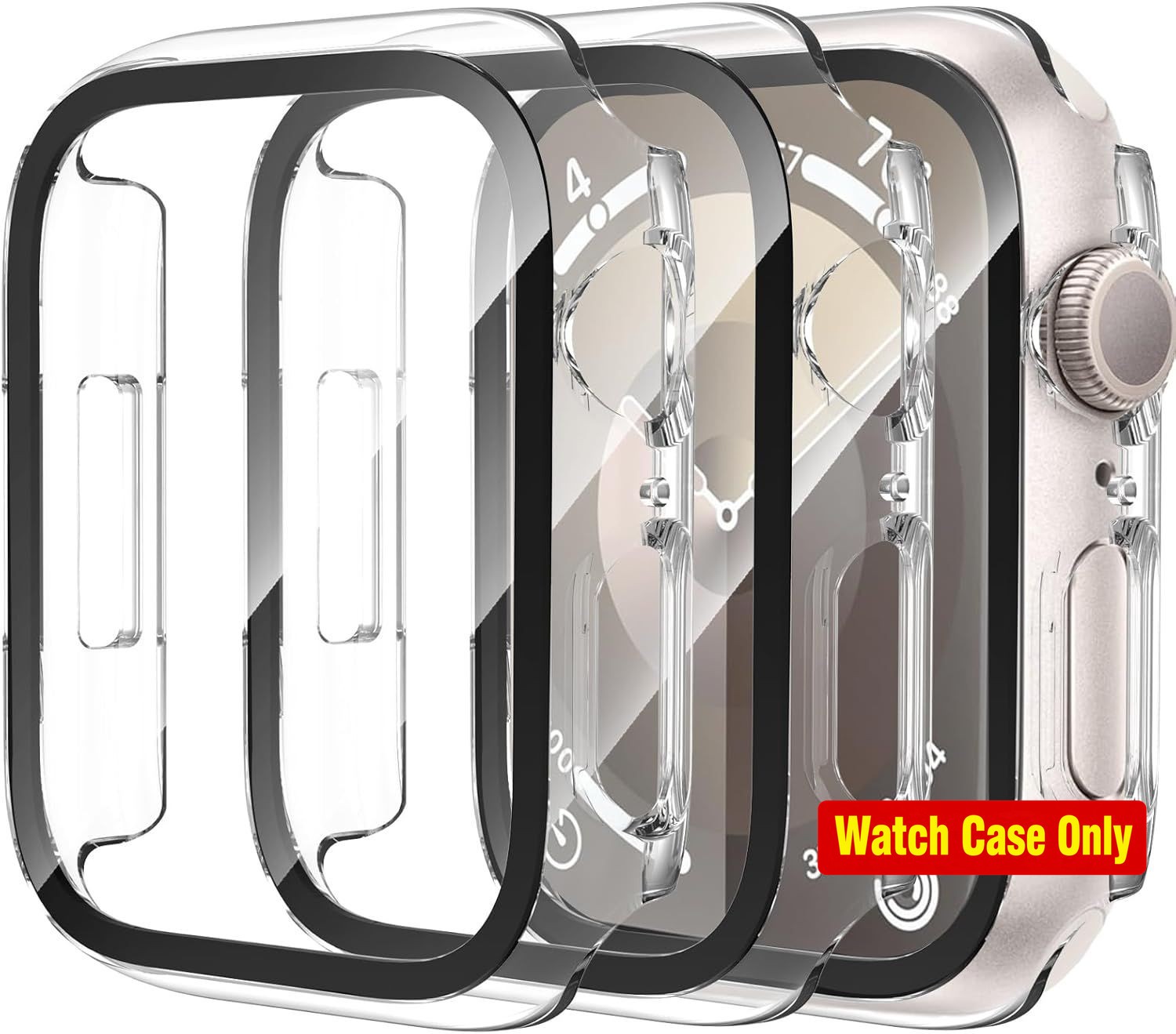 3-Pack Case with Tempered Glass Screen Protector for Apple Watch 44mm Ultra-Thin