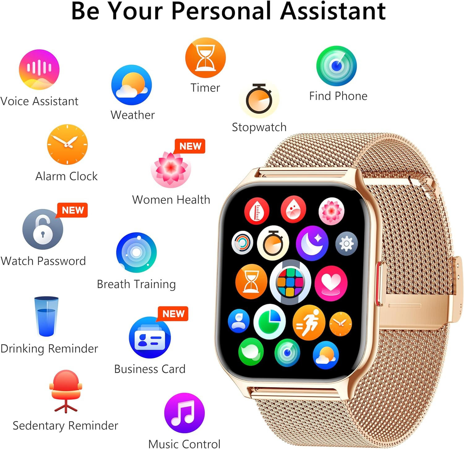 Reloj Inteligente Para iPhone Android De Mujer Smart Watch Pantalla Táct NEW US.