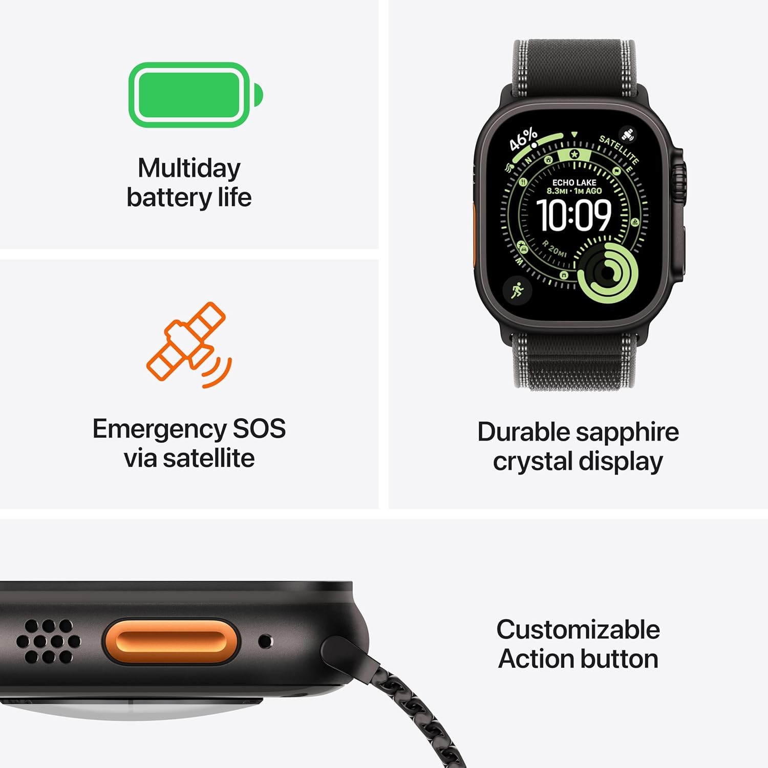 Apple Watch Ultra 3 GPS + Cellular 49mm Titanium Case Black Alpine Loop – L