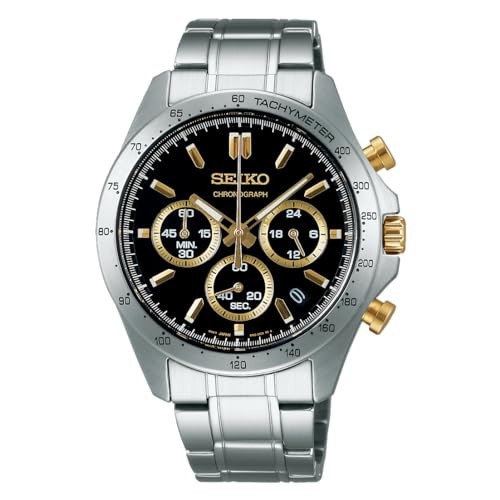 SEIKO Selection SBTR015 Men’s Quartz Chronograph Black Gold Dial Watch Japan