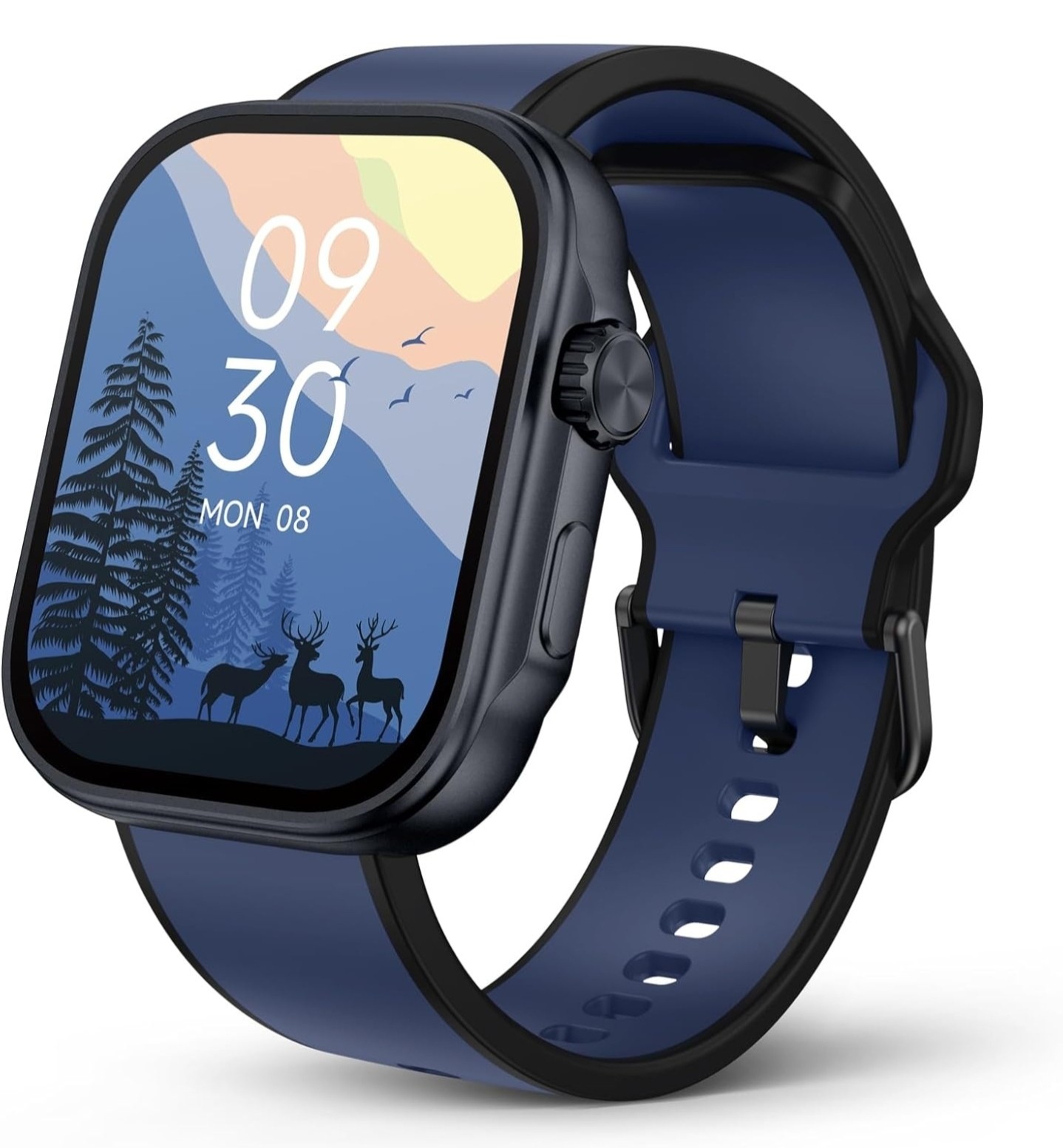 SOUYIE Smart Watch Blue, 1.99″ AMOLED, PPG BP, Fitness, Android iOS