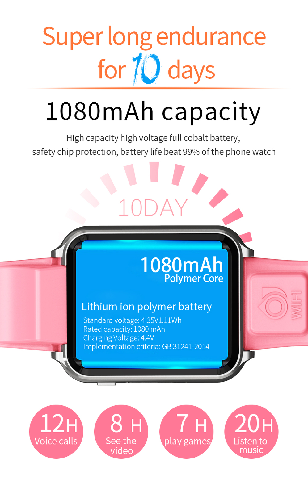 4G Big Touch Screen Wrist Watch WiFi Bluetooth Smartwatch Child SOS Wrist Watch