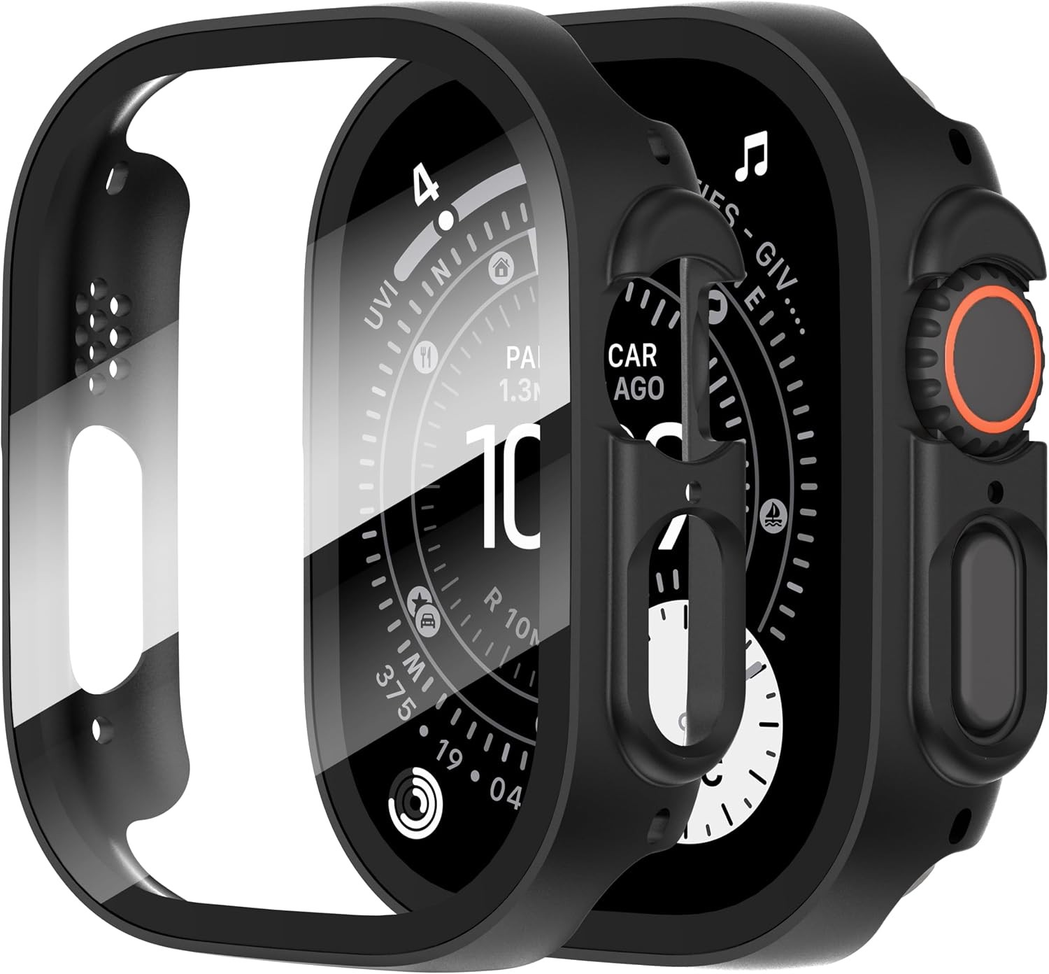 2-Pack Case for Apple Watch Ultra 49mm Ultra-Thin Tempered Glass Screen Protecto