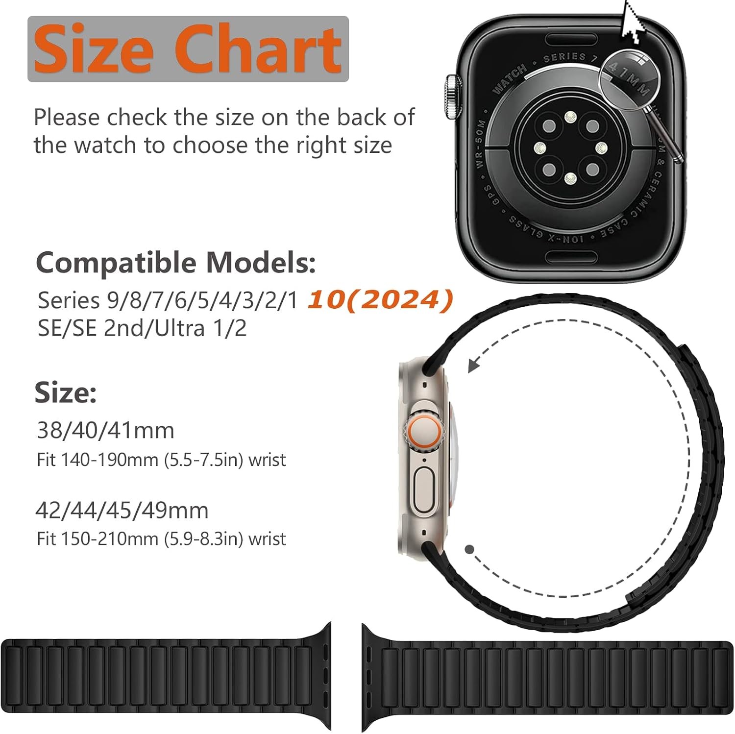Soft Silicone Loop Band for Apple Watch Series 7 44mm – Replacement Wrist Strap
