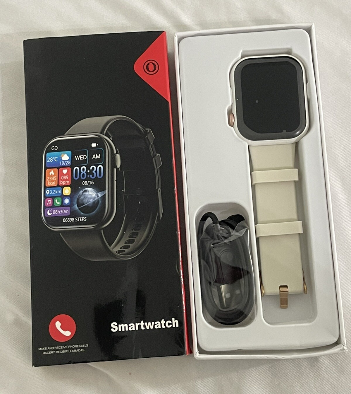 SMART WATCH G28 1.85 INCH DISPLAY WATERPROOF FITNESS HEART RATE / Rubber Band