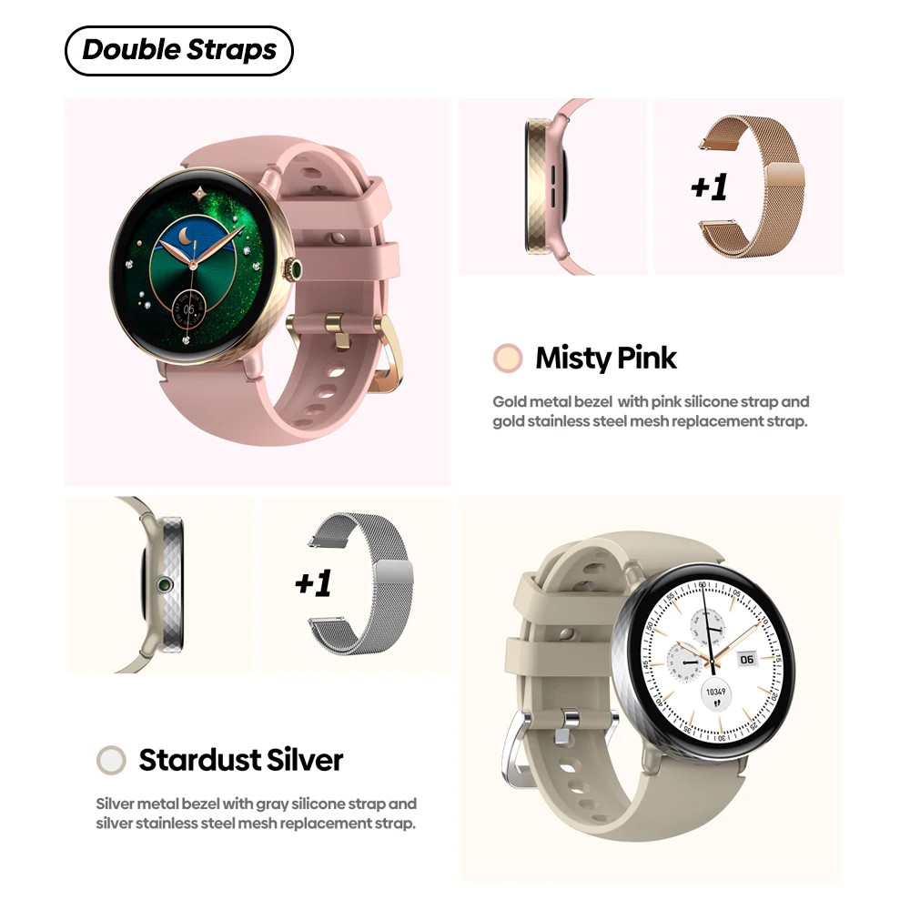 Zeblaze Lily 2 Smartwatch 1.2″ AMOLED Voice Calling Double Strap Health Fitness