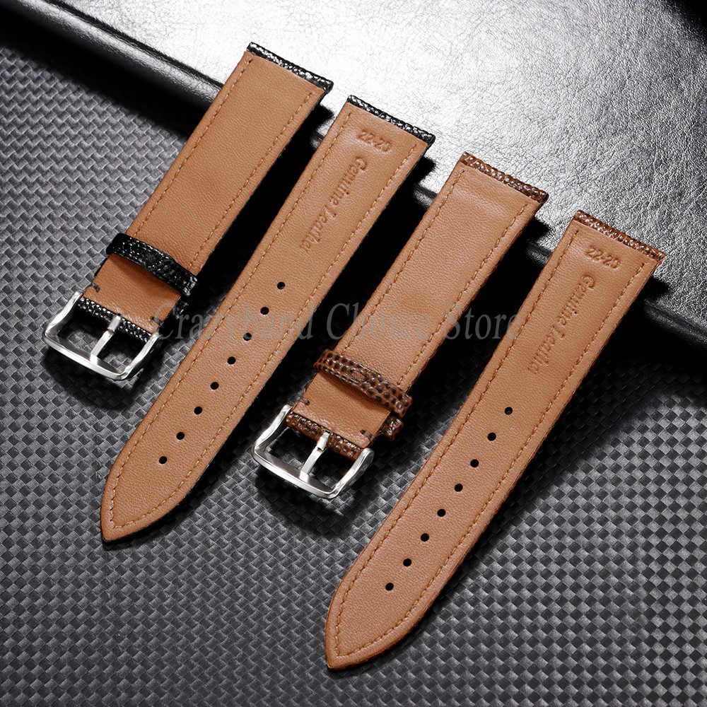 Lizard Texture Leather Watch Strap 14mm 16mm 18mm 19mm 20mm 21mm 22mm Business C