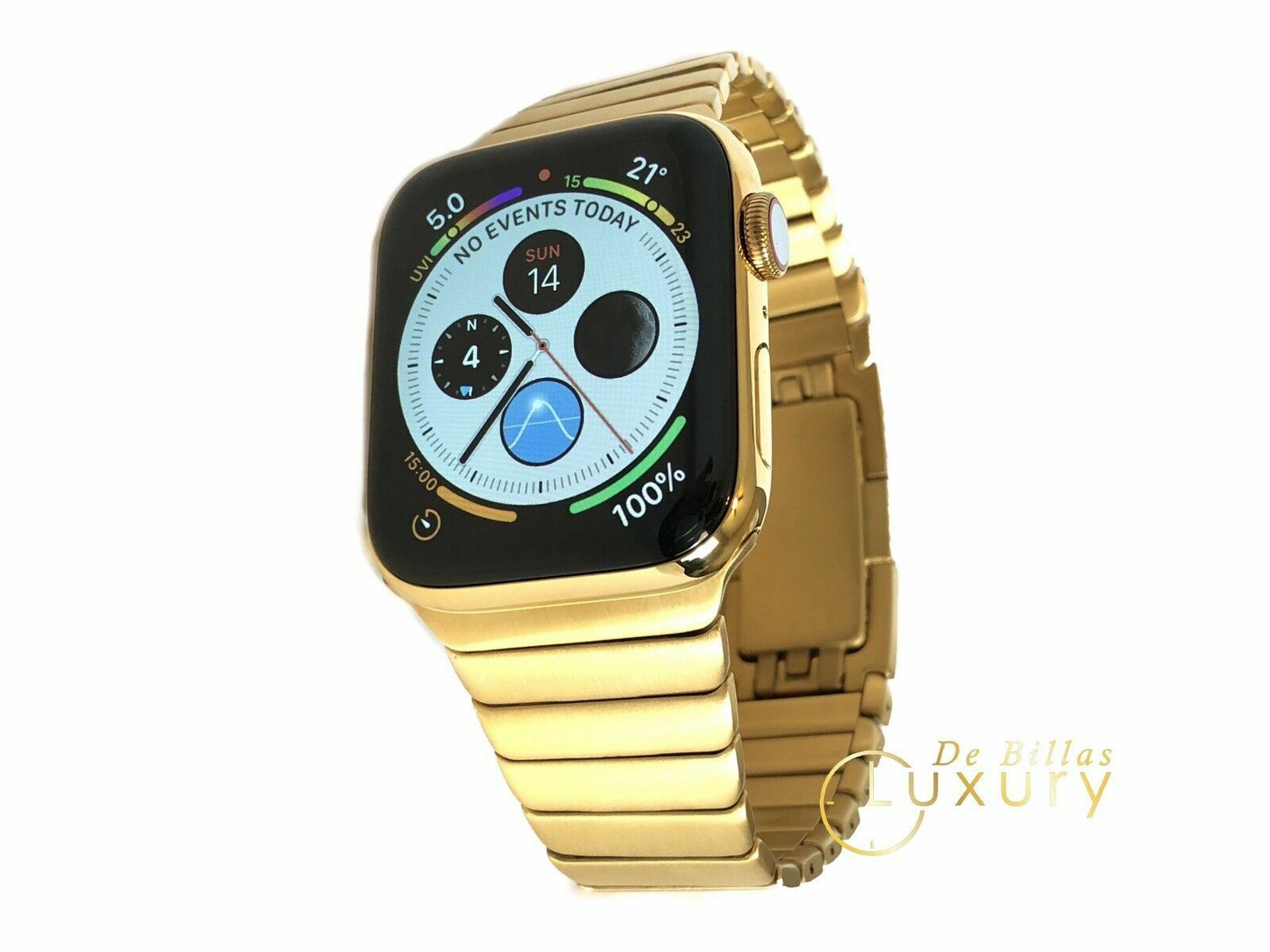 24K Gold Plated 45MM Apple Watch SERIES 7 With Gold Plated Link Band GPS LTE