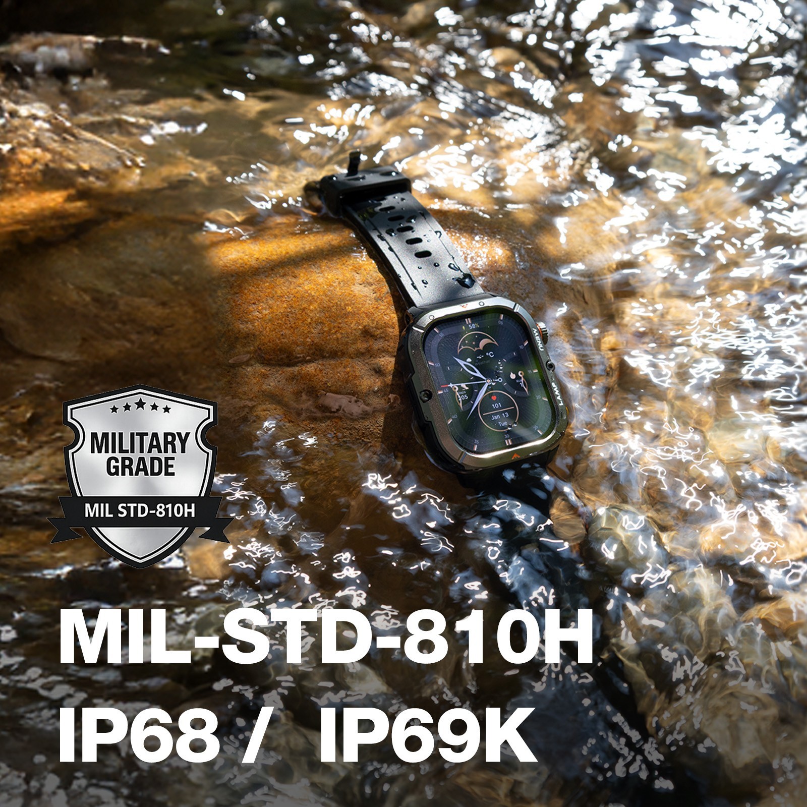 AGM Legion 3 Outdoor Rugged Smart Watch 1.95” AMOLED 5ATM Waterproof Heart Rate