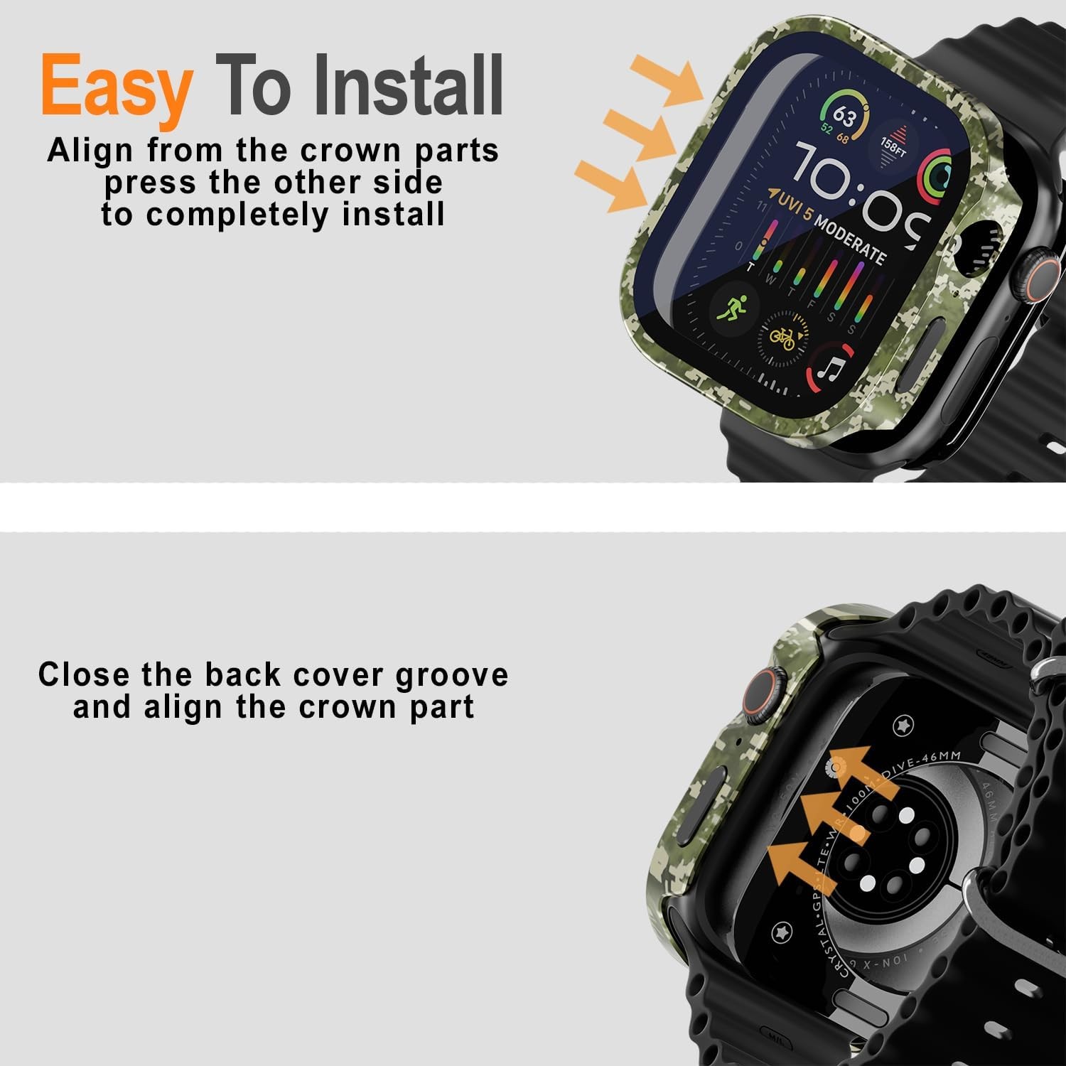 Metal Case for Apple Watch Series 11/10 46mm with Built-in Tempered Glass