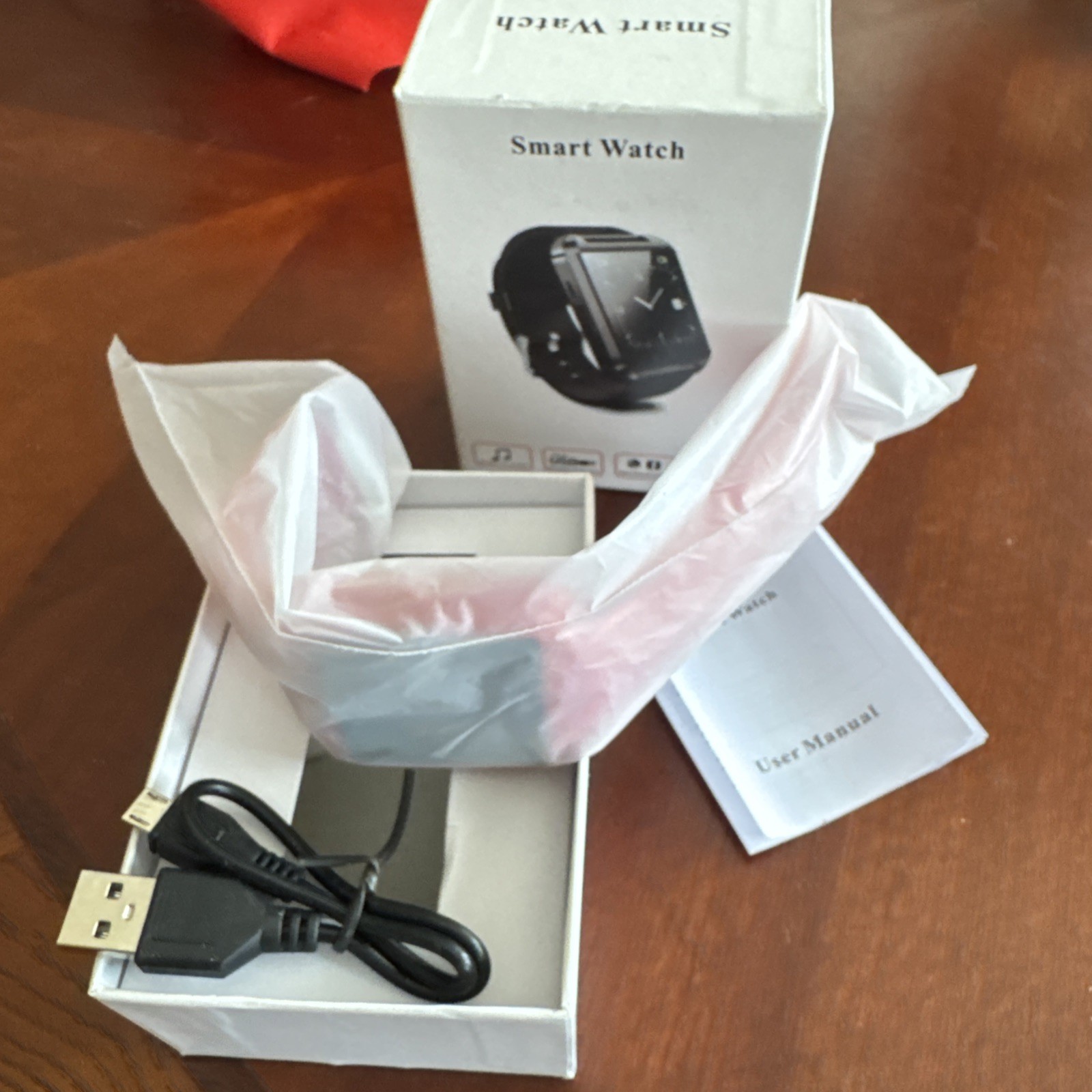 Smart Watch RED Hands Free Music Player Micro USB Bluetooth Notifications New