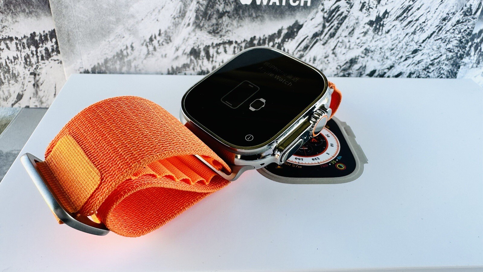 Custom Diamond Polished 49MM Apple Watch ULTRA 2 with Orange Loop Band LTE GPS