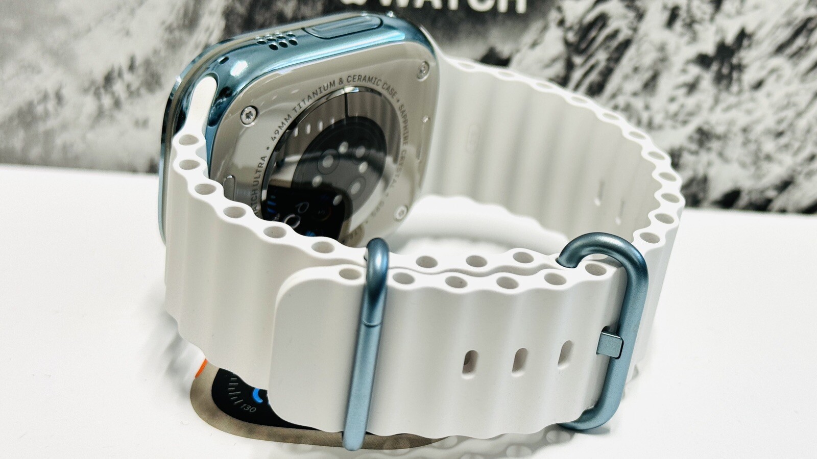 SKY BLUE Apple Watch ULTRA 3 49mm Titanium Custom Polished Anodized White Ocean