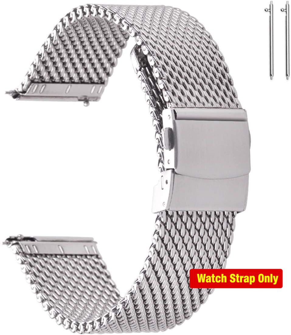 Strap Only For 18mm 20mm 22mm Heavy Duty Stainless Steel Mesh Quick-Release