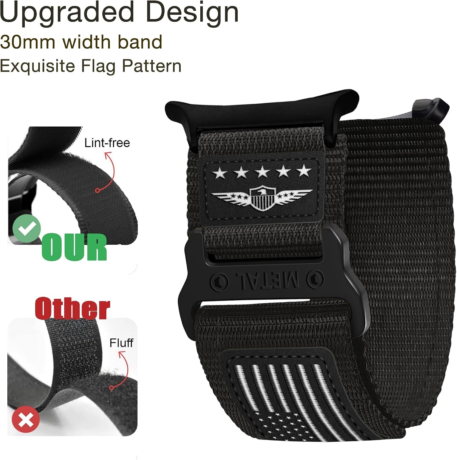 Tactical Woven Nylon Watch Band for Samsung Galaxy Watch 8 40mm/44mm, No Gap