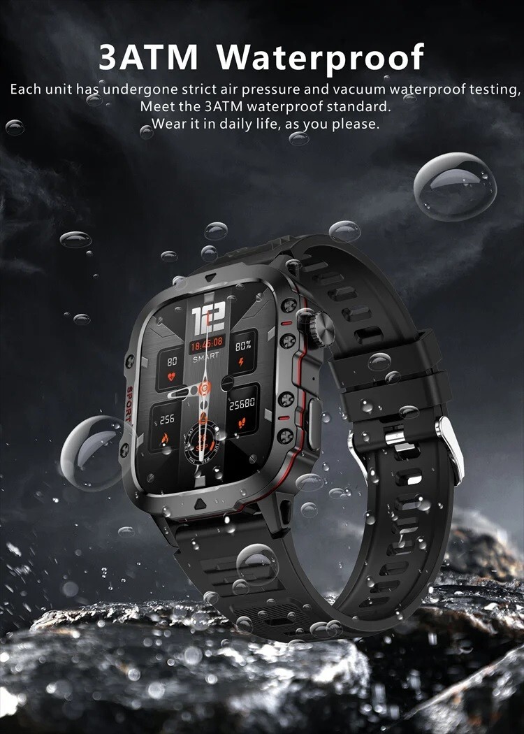 Outdoor Waterproof Smart Watch Men 420mAh Battery Heart Rate