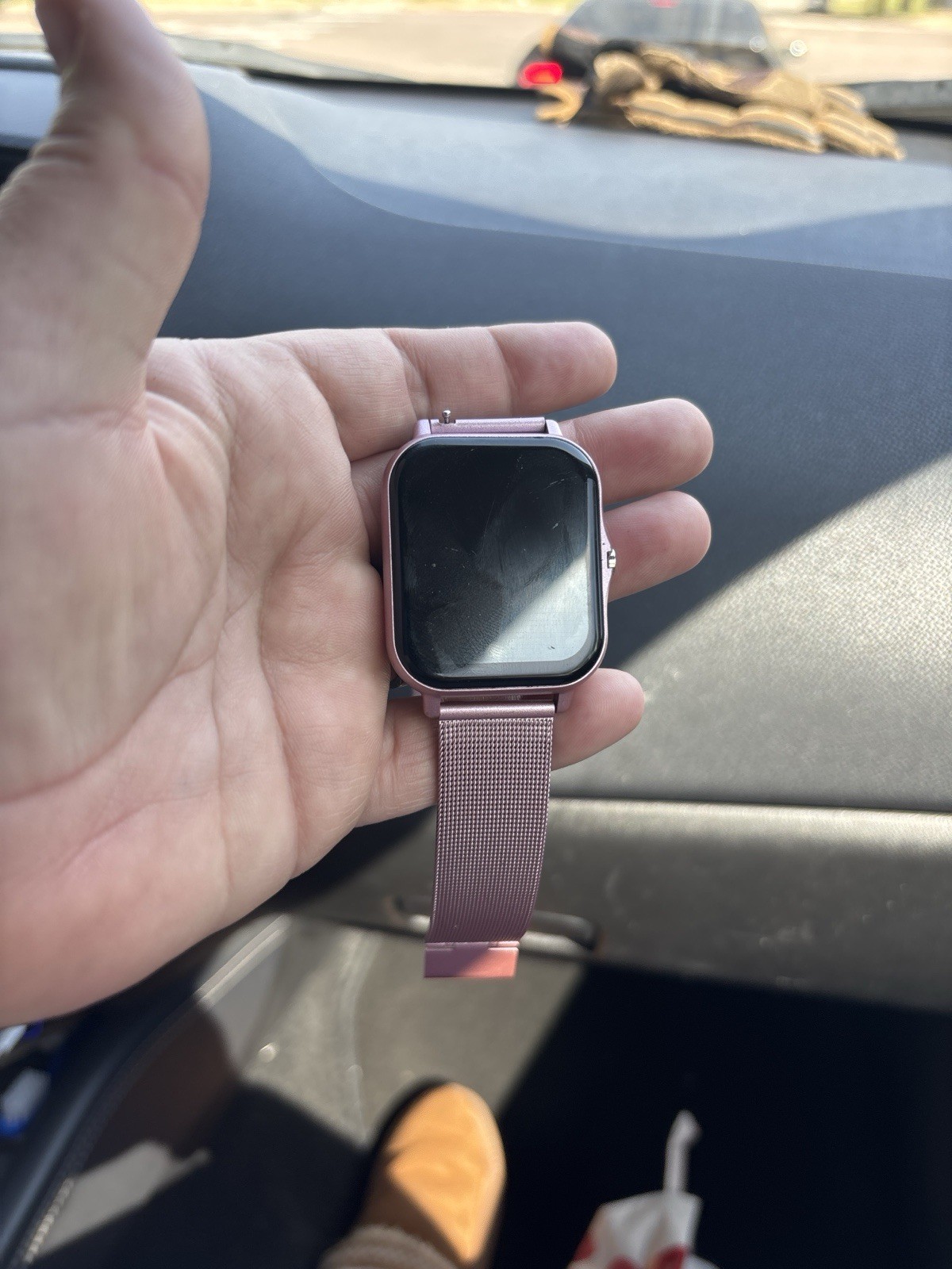 Pink Metal Band Smart Watch Touchscreen Pink Metal Case Modern Design