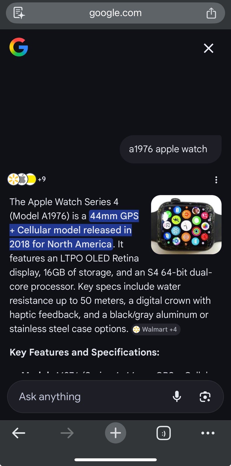 Apple Watch Series 4 44mm GPS + Cellular A1976