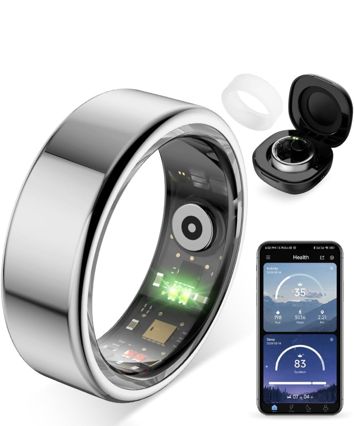 COLMI R02 Smart Ring with Charging Case Health Fitness Tracker Heart Rate Sleep