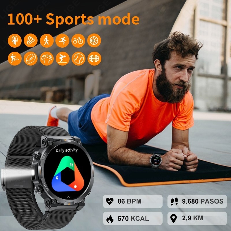 Military Smart Watch for Men Call (Answer/Make Call) 3ATM Waterproof Heart Rate
