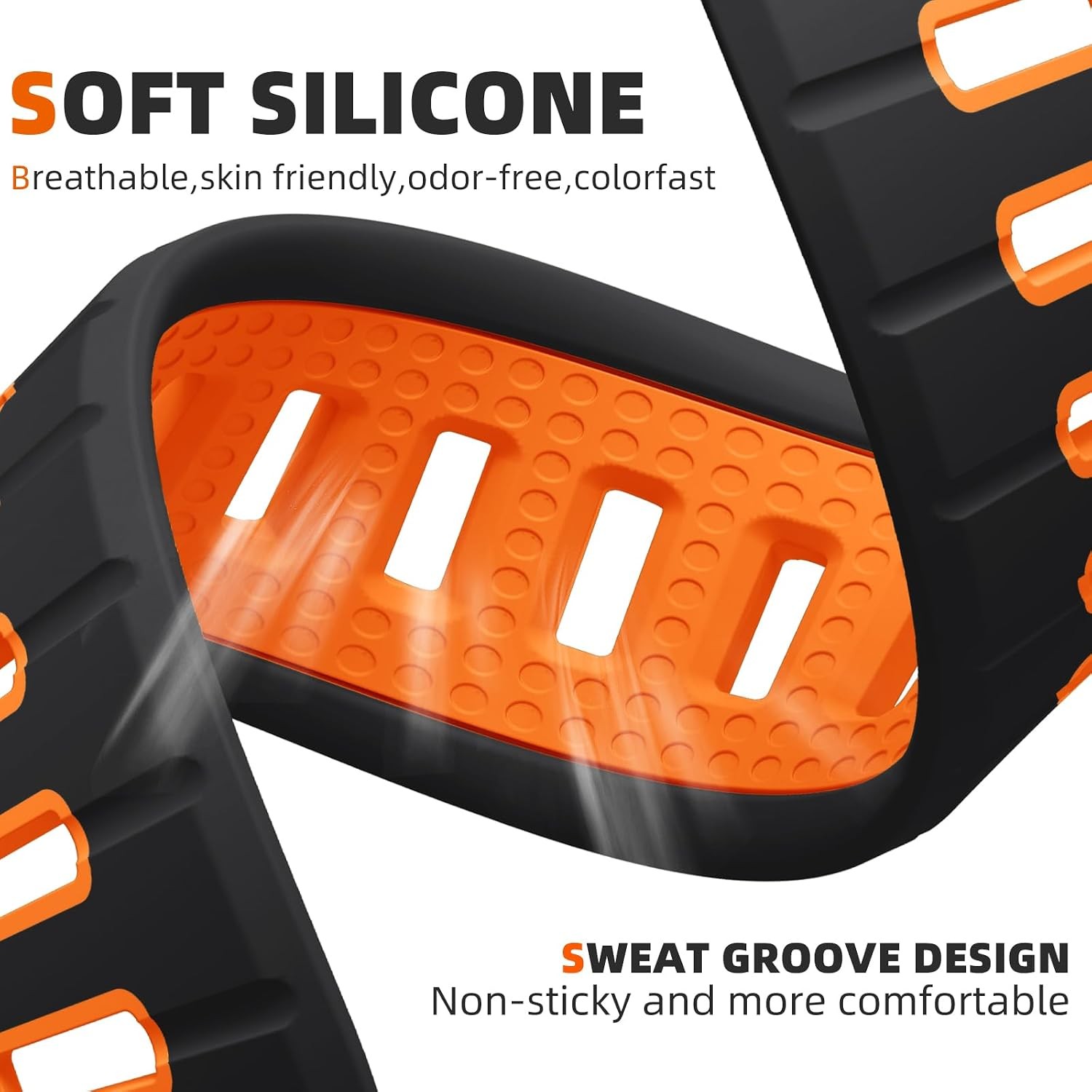 Black/Orange Waterproof Silicone Band for Apple Watch Ultra 2 3/All Series 49mm