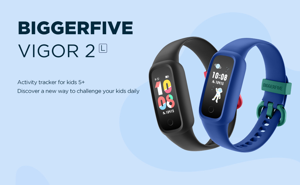 BIGGERFIVE Vigor 2 L Kids Fitness Tracker Watch for kid Activity Tracker Black
