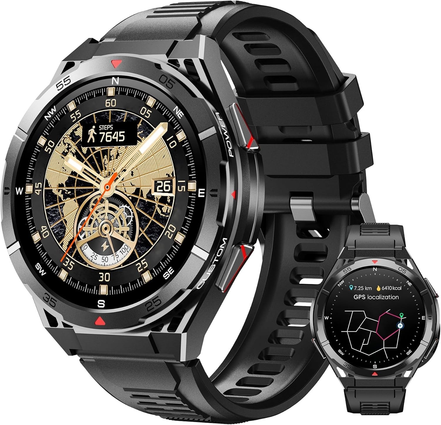 Smart Watch for Men GPS, 1.43″ AMOLED Display, 5ATM Waterproof Military