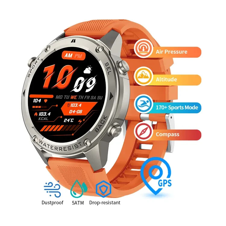 DM56 Smart Watch 1.43 Inch Full Touch Screen GPS Compass 5AT, MEJOR RELOJ.