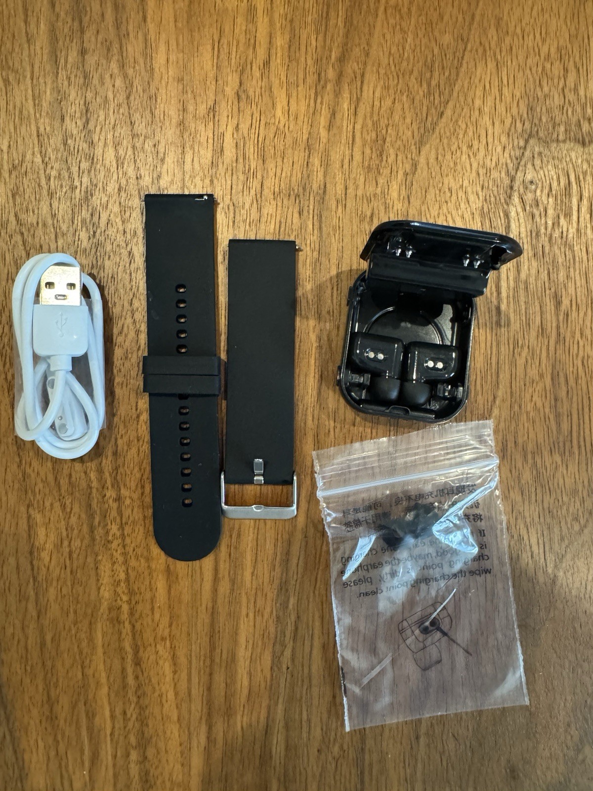 Bluetooth Smart Watch with Built-In TWS Wireless Earbuds Fitness Tracker Black