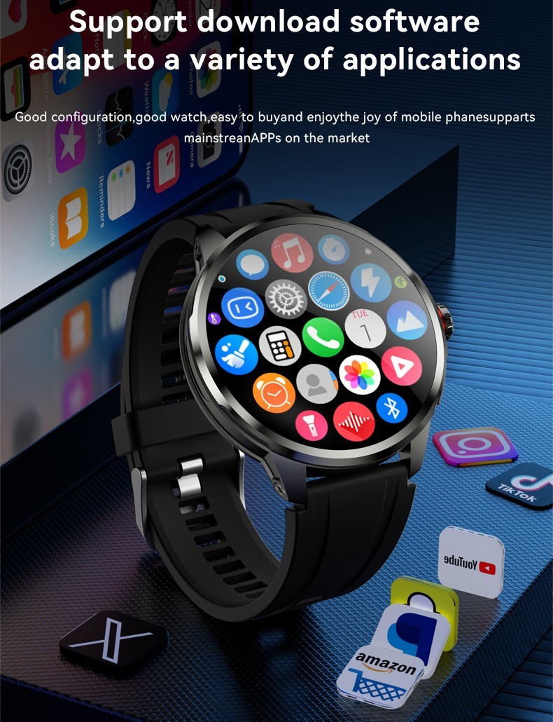 4G Smart Watch Android 1.75″ AMOLED Display Camera GPS NFC Heart Rate Tracker