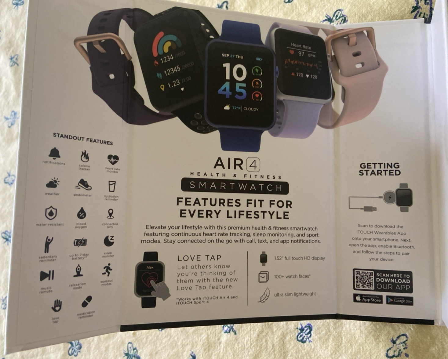 iTouch Wearables AIR 4 Smartwatch Rose Gold / Black *NEW* Health Fitness Tracker