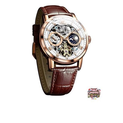 OLEVS Men’s Mechanical Automatic & Manual Winding Leather Watch Fashionable