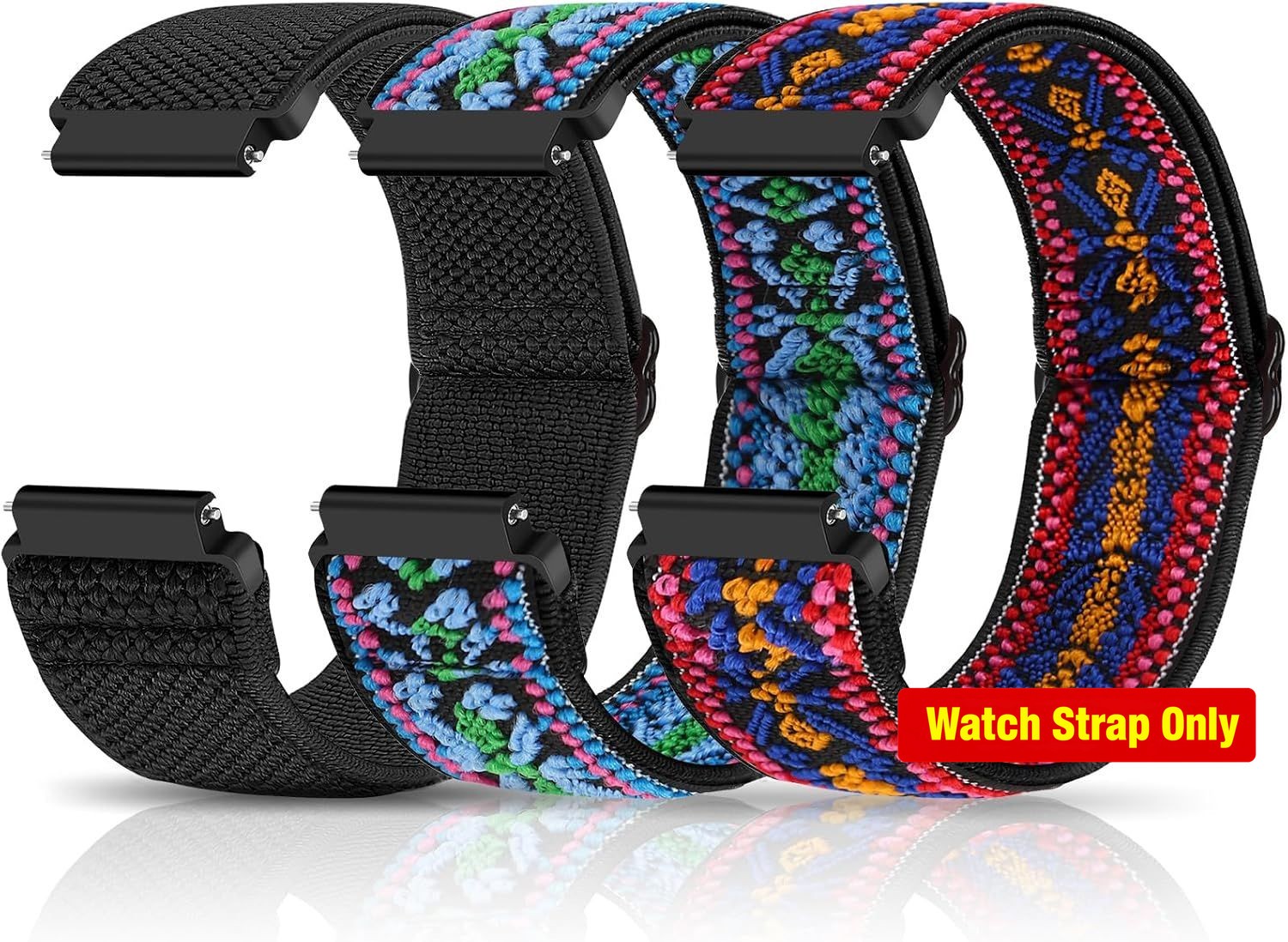 Adjustable Stretchy Nylon Strap Compatible with 20mm Watch Bands