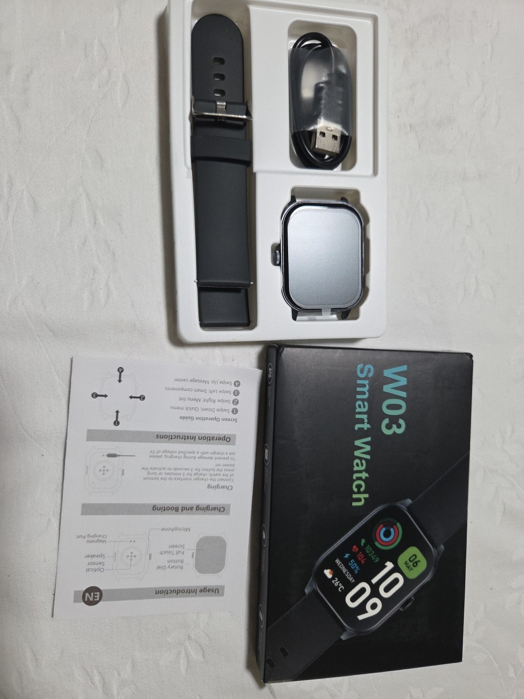 W03 Smart Watch Bluetooth Calling Black Fitness Tracker Heart Rate Sleep 100 Spo