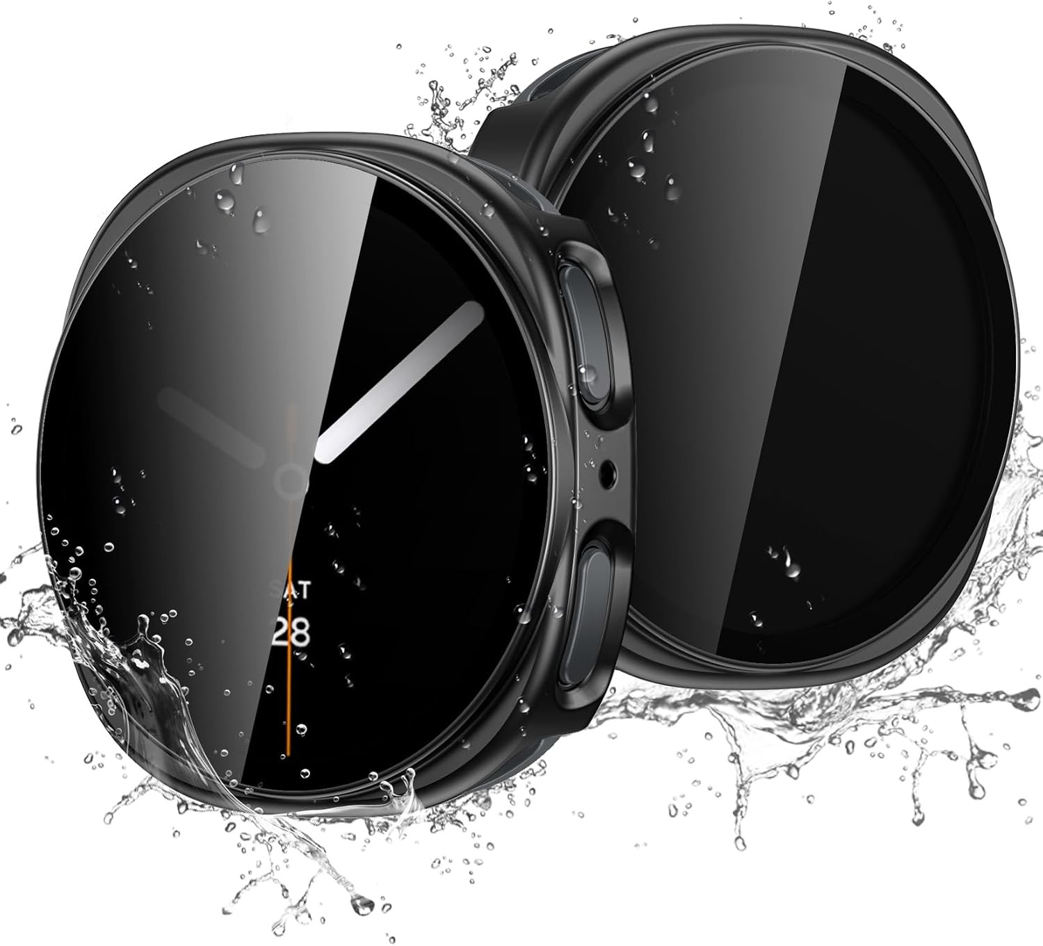 2 Pack Waterproof Case for Samsung Galaxy Watch 9/8 40mm with Tempered Glass