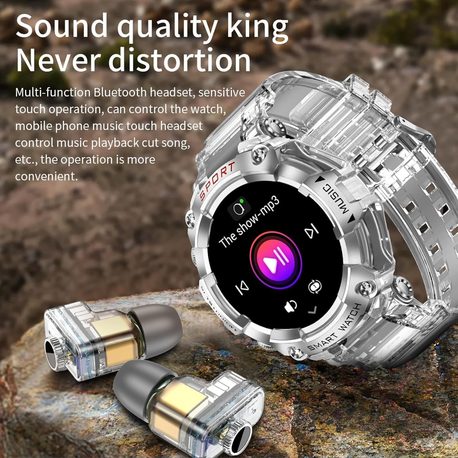 Smart Watch with Earbuds for Women Men,1.52″ HD Touch Screen & Bluetooth Call (M