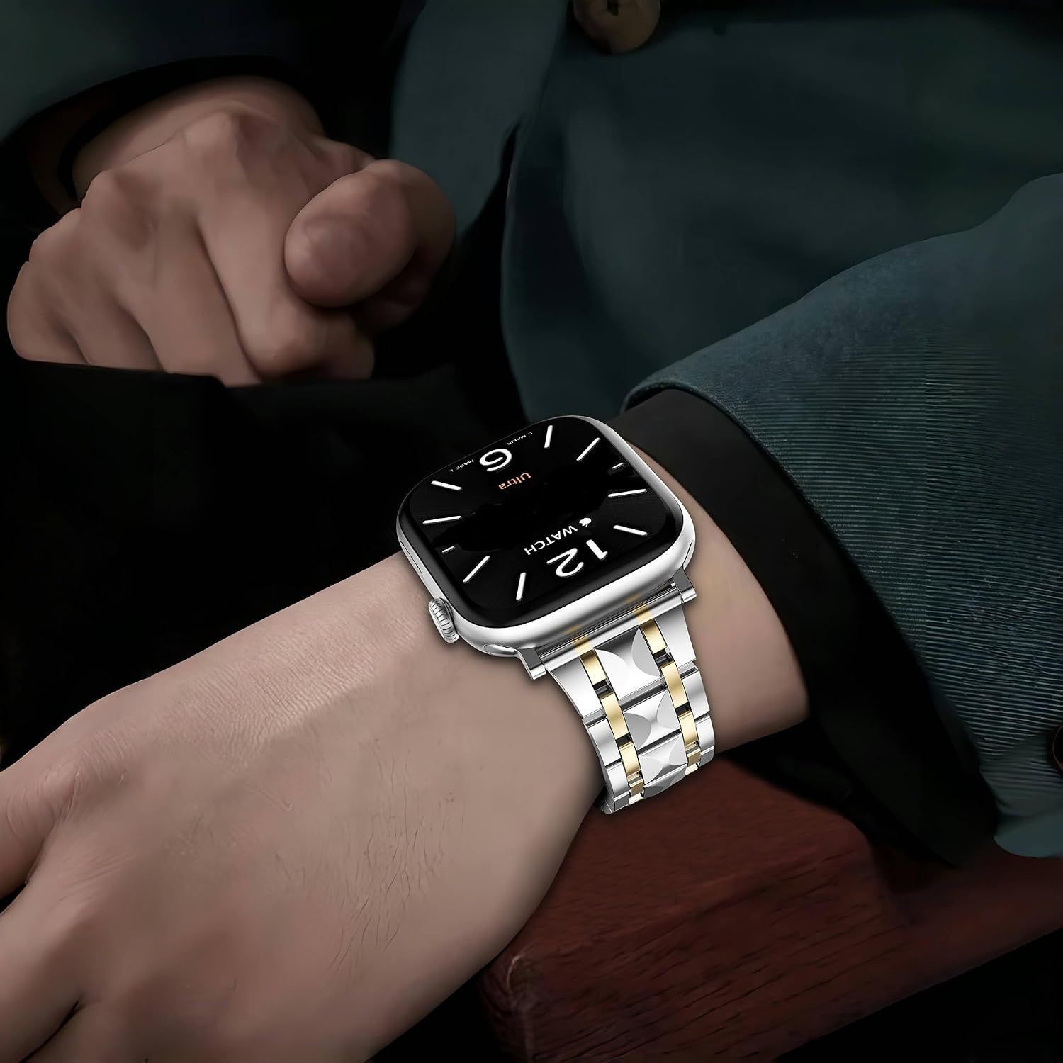 Slim Metal Strap Compatible with Apple Watch Series 7 44mm Dressy Casual