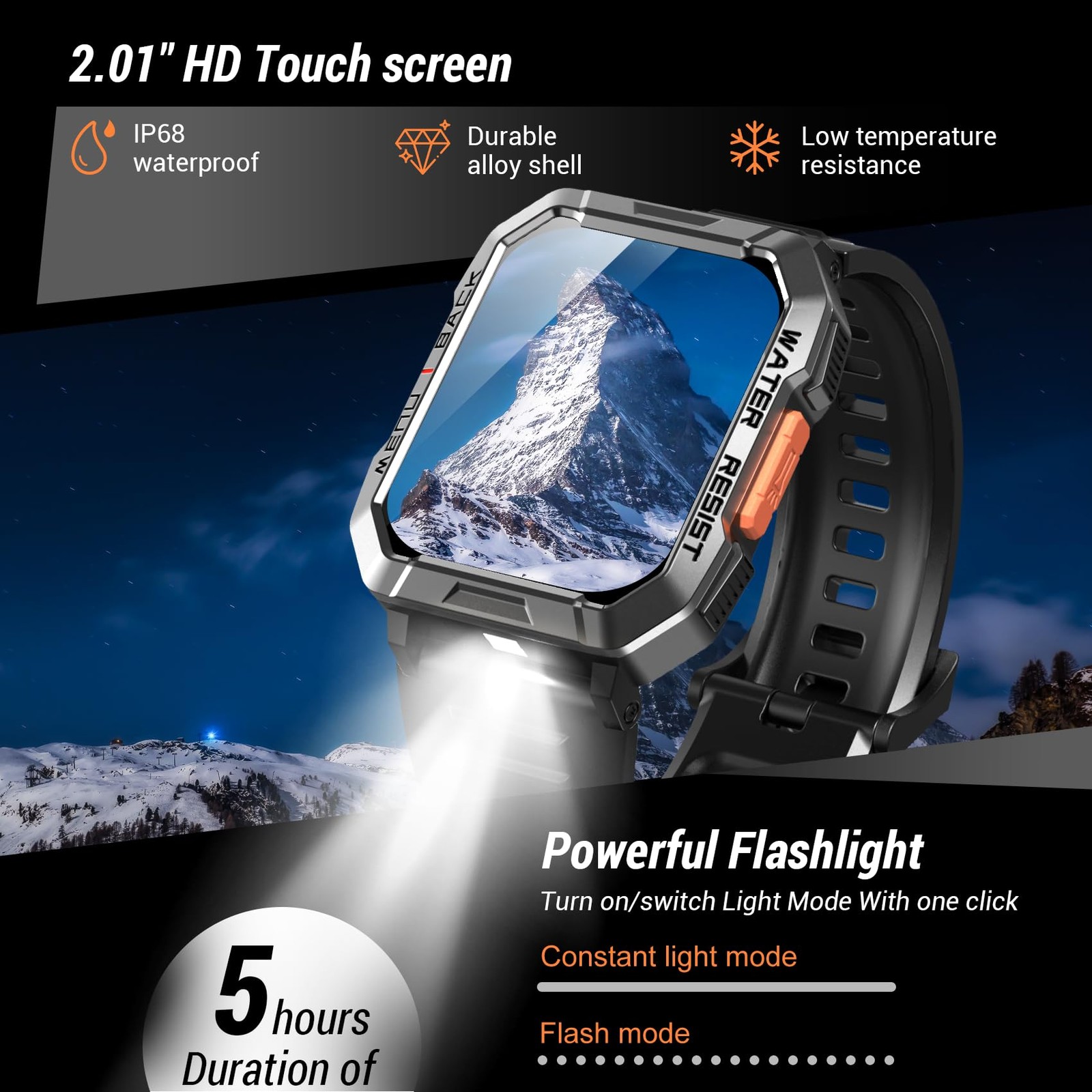 Military Smart Watch for Men Answer/Make Calls, 2.01” Smart Watch for Androi…